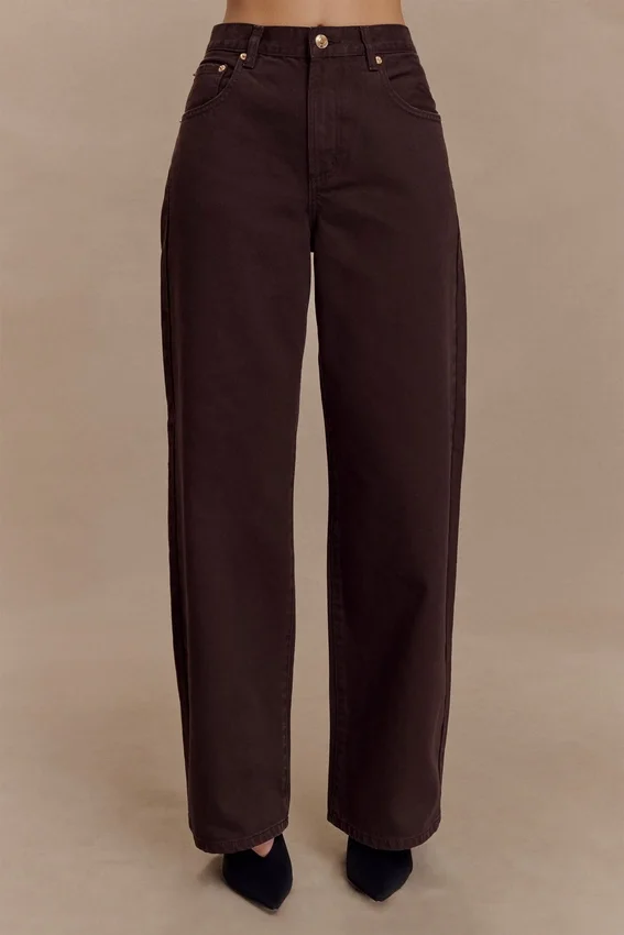 Mannon Mid Rise Denim Jeans – Chocolate Mannon Mid Rise Denim Jeans – Chocolate