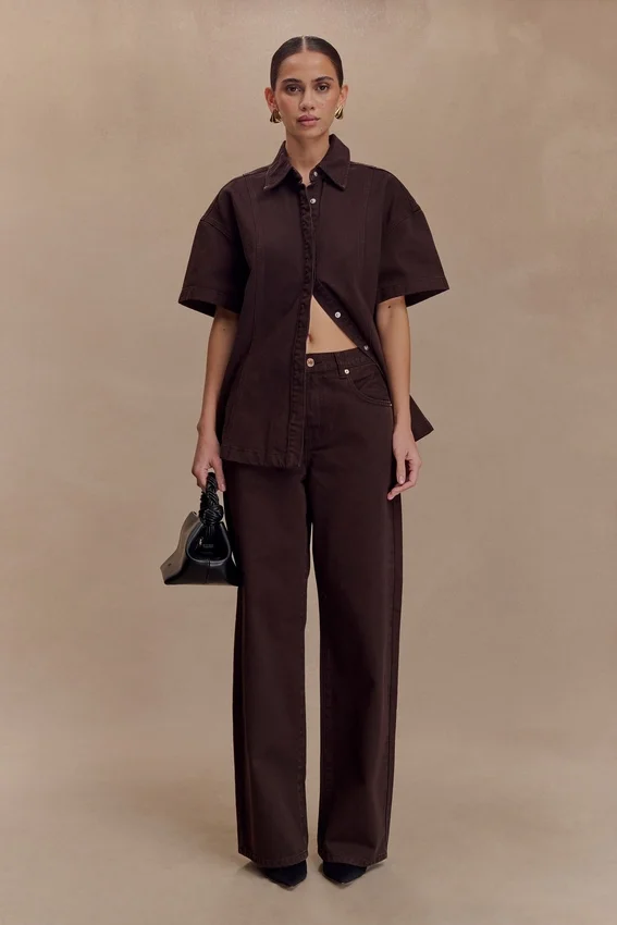 Mannon Mid Rise Denim Jeans – Chocolate Mannon Mid Rise Denim Jeans – Chocolate