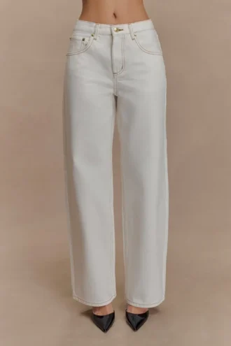 Mannon Mid Rise Denim Jeans – White