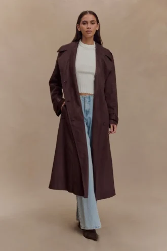 Marc Faux Suede Coat – Cocoa Chocolate