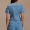 Marge Fitted Denim Short Sleeve Top – Classic Blue Marge Fitted Denim Short Sleeve Top – Classic Blue
