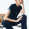 Marge Fitted Denim Short Sleeve Top – Indigo Blue Marge Fitted Denim Short Sleeve Top – Indigo Blue