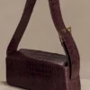Maria Faux Leather Crocodile Shoulder Bag – Chocolate