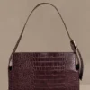 Maria Faux Leather Crocodile Shoulder Bag – Chocolate