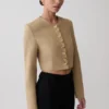 Marielle Button Up Cropped Jacket – Taupe