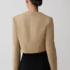 Marielle Button Up Cropped Jacket – Taupe