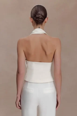 Marina Halter Top With Hardware – Ivory