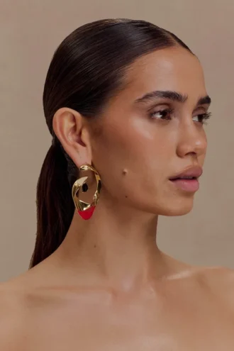 Marna Large Hoop Earrings With Stones – Gold