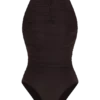Matilda Ruched Mesh Bodysuit – Chocolate Matilda Ruched Mesh Bodysuit – Chocolate