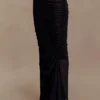Matilda Ruched Mesh Maxi Skirt – Black Matilda Ruched Mesh Maxi Skirt – Black