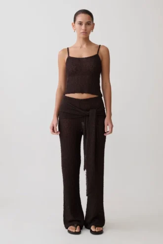 Mattais Boucle Knit Pants – Dark Chocolate