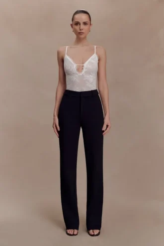 Maude Crepe Straight Leg Pants – Black