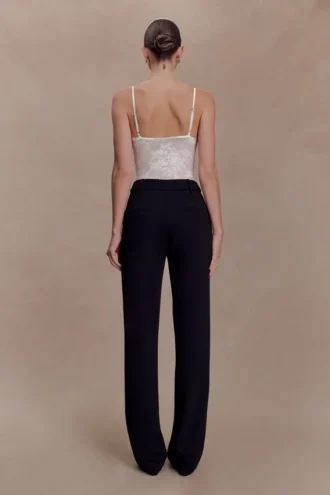 Maude Crepe Straight Leg Pants – Black