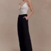 Maude Crepe Straight Leg Pants – Black