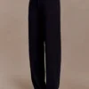 Maude Crepe Straight Leg Pants – Black