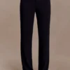 Maude Crepe Straight Leg Pants – Black