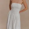 Maureen Broderie Strapless Maxi Dress – White