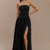 Maureen Cotton Shirring Maxi Dress – Black