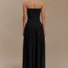 Maureen Cotton Shirring Maxi Dress – Black