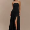 Maureen Cotton Shirring Maxi Dress – Black