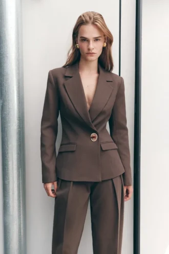 Max Cinched Waist Blazer – Chocolate