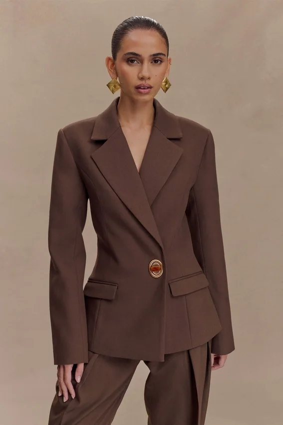 Max Cinched Waist Blazer – Chocolate Max Cinched Waist Blazer – Chocolate