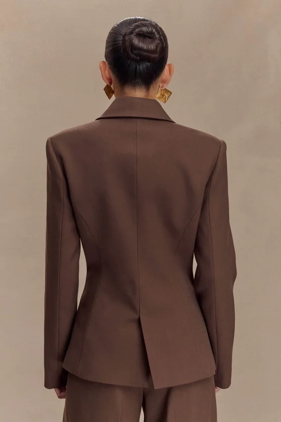 Max Cinched Waist Blazer – Chocolate Max Cinched Waist Blazer – Chocolate