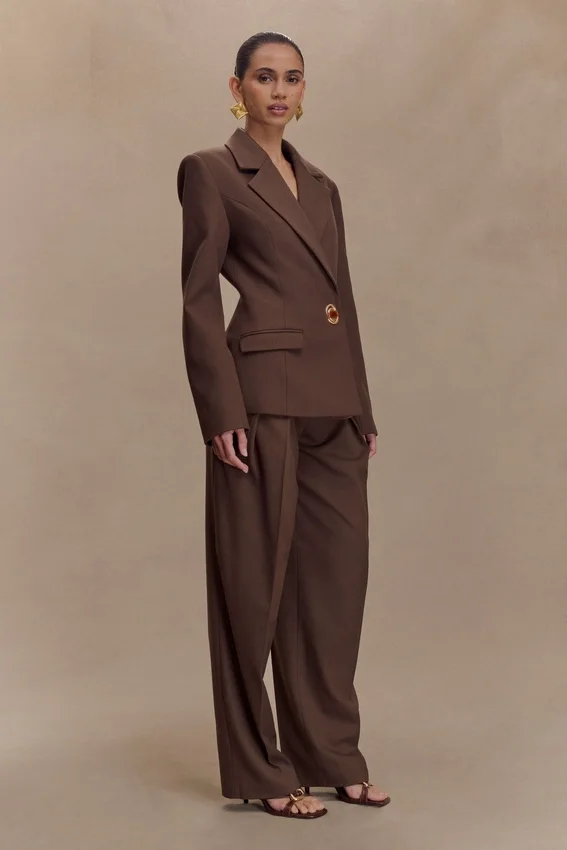 Max Cinched Waist Blazer – Chocolate Max Cinched Waist Blazer – Chocolate