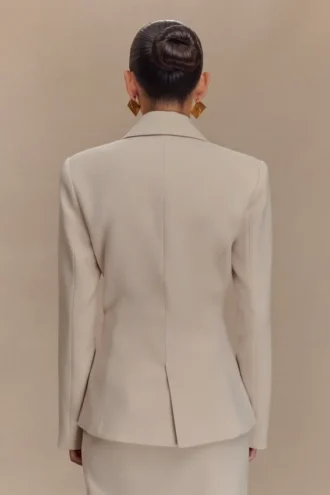 Max Cinched Waist Blazer – Ivory Stone