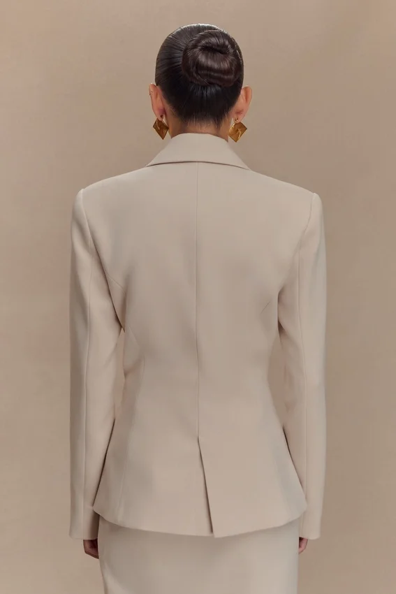 Max Cinched Waist Blazer – Ivory Stone Max Cinched Waist Blazer – Ivory Stone