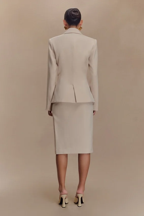Max Cinched Waist Blazer – Ivory Stone Max Cinched Waist Blazer – Ivory Stone