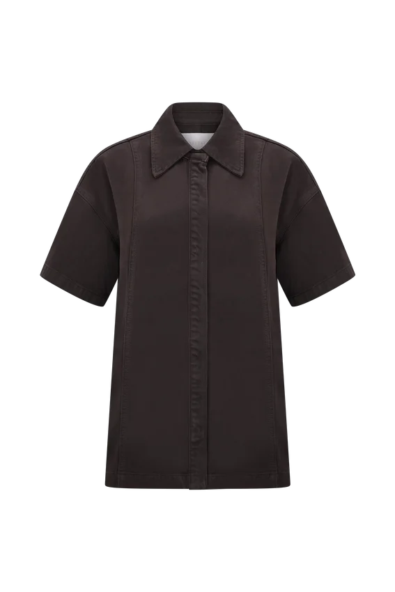 Maya Oversized Denim Shirt – Chocolate Maya Oversized Denim Shirt – Chocolate