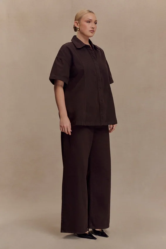 Maya Oversized Denim Shirt – Chocolate Maya Oversized Denim Shirt – Chocolate