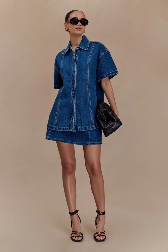 Maya Oversized Denim Shirt – Dark Blue Maya Oversized Denim Shirt – Dark Blue