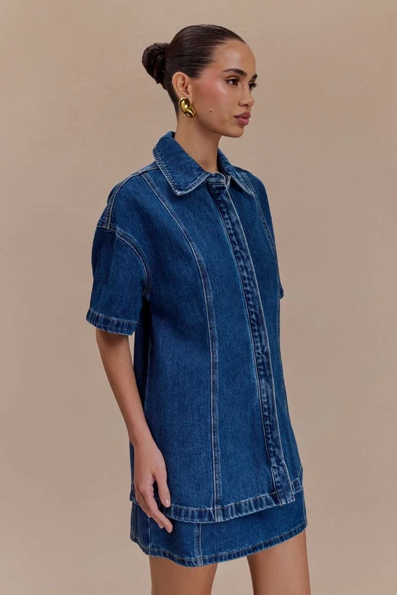 Maya Oversized Denim Shirt – Dark Blue Maya Oversized Denim Shirt – Dark Blue