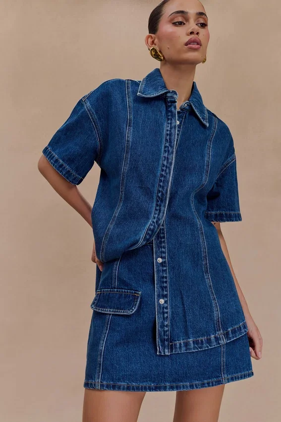 Maya Oversized Denim Shirt – Dark Blue Maya Oversized Denim Shirt – Dark Blue