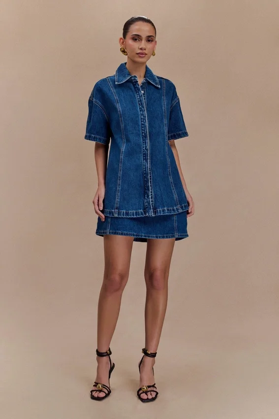 Maya Oversized Denim Shirt – Dark Blue Maya Oversized Denim Shirt – Dark Blue