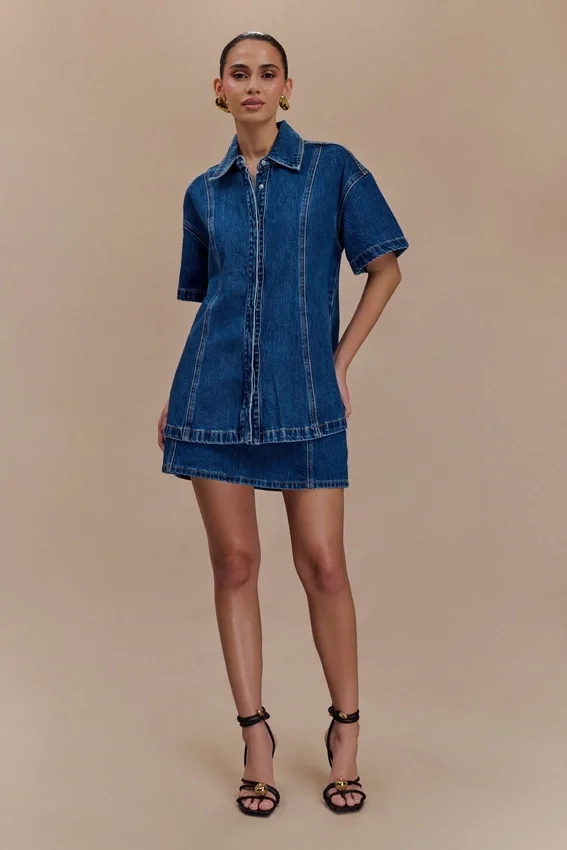 Maya Oversized Denim Shirt – Dark Blue Maya Oversized Denim Shirt – Dark Blue