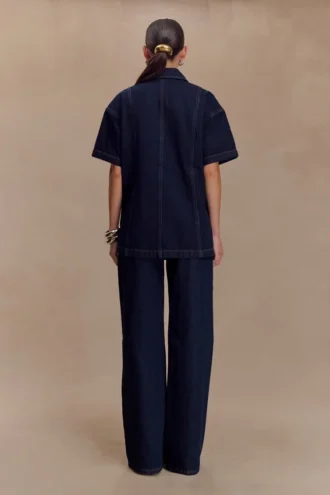 Maya Oversized Denim Shirt – Indigo Blue