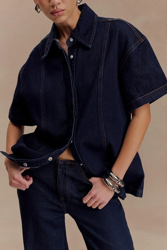 Maya Oversized Denim Shirt – Indigo Blue Maya Oversized Denim Shirt – Indigo Blue