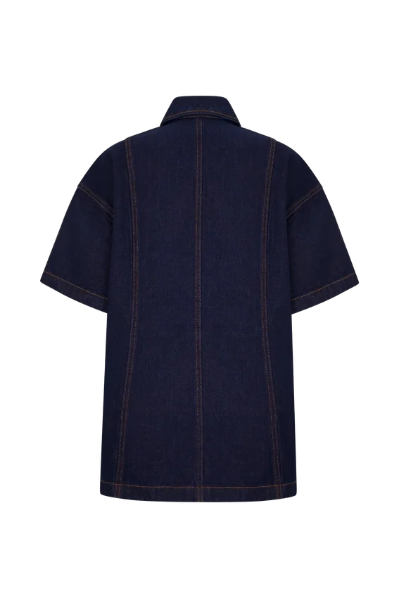 Maya Oversized Denim Shirt – Indigo Blue Maya Oversized Denim Shirt – Indigo Blue