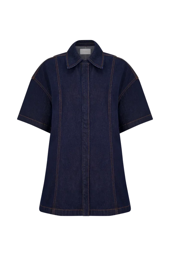 Maya Oversized Denim Shirt – Indigo Blue Maya Oversized Denim Shirt – Indigo Blue