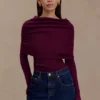 Mazie Asymetrical Cashmere Blend Long Sleeve Knit Top – Plum Mazie Asymetrical Cashmere Blend Long Sleeve Knit Top – Plum