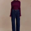 Kirralee Straight Leg Cuffed Jeans – Indigo Blue