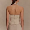 Meadow Denim Corset Halter Top – Stone Wash