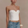 Melany Applique Denim Bustier – White Melany Applique Denim Bustier – White