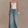 Melany Applique Denim Bustier – White Melany Applique Denim Bustier – White
