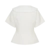 Melody Short Sleeve Shirt With Lace Collar – White