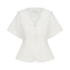 Melody Short Sleeve Shirt With Lace Collar – White
