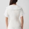 Melody Short Sleeve Shirt With Lace Collar – White